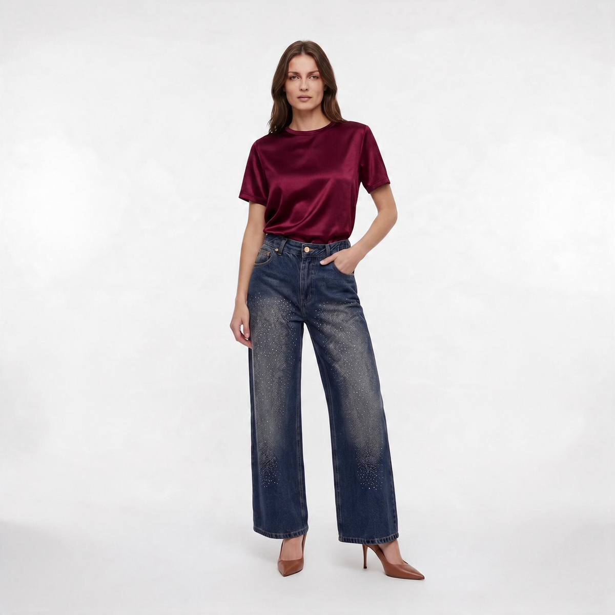 Giorgia&Johns blusa basic donna in viscosa girocollo