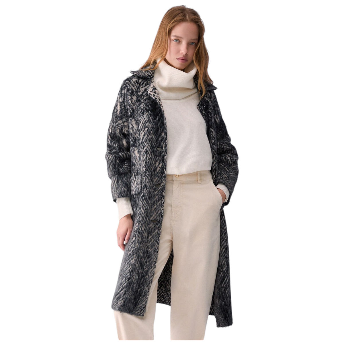 Liu Jo cappotto jacquard in maglia spazzolata