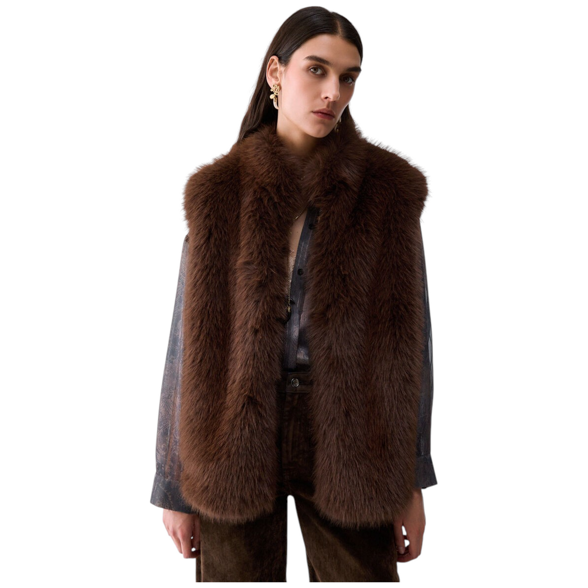 Liu Jo gilet in pelliccia sintetica con cintura