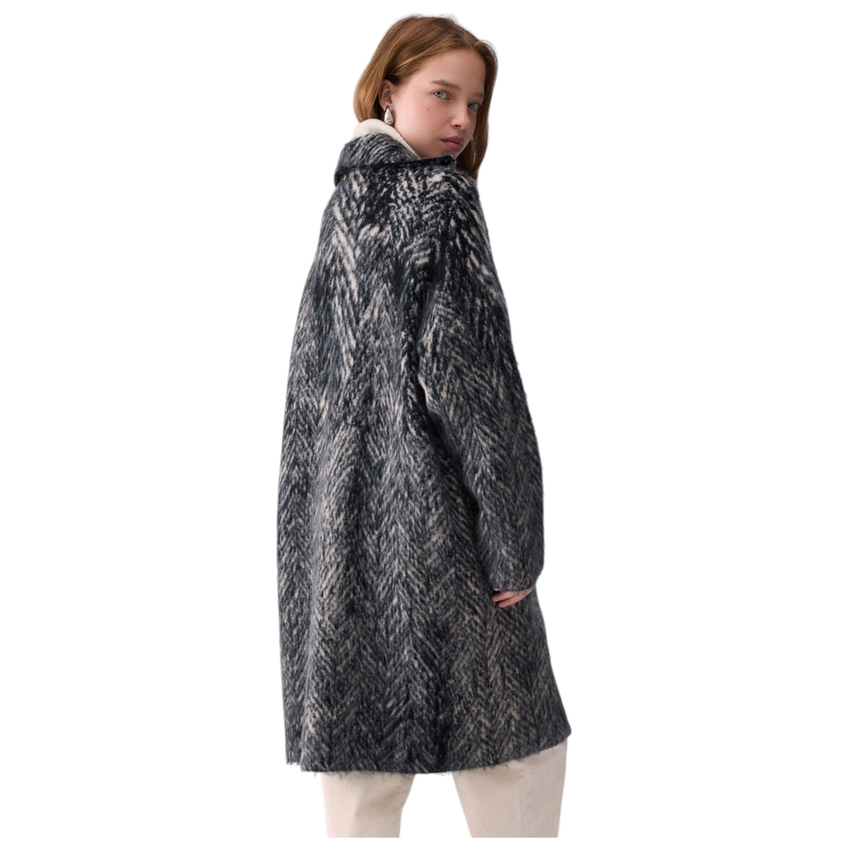Liu Jo cappotto jacquard in maglia spazzolata