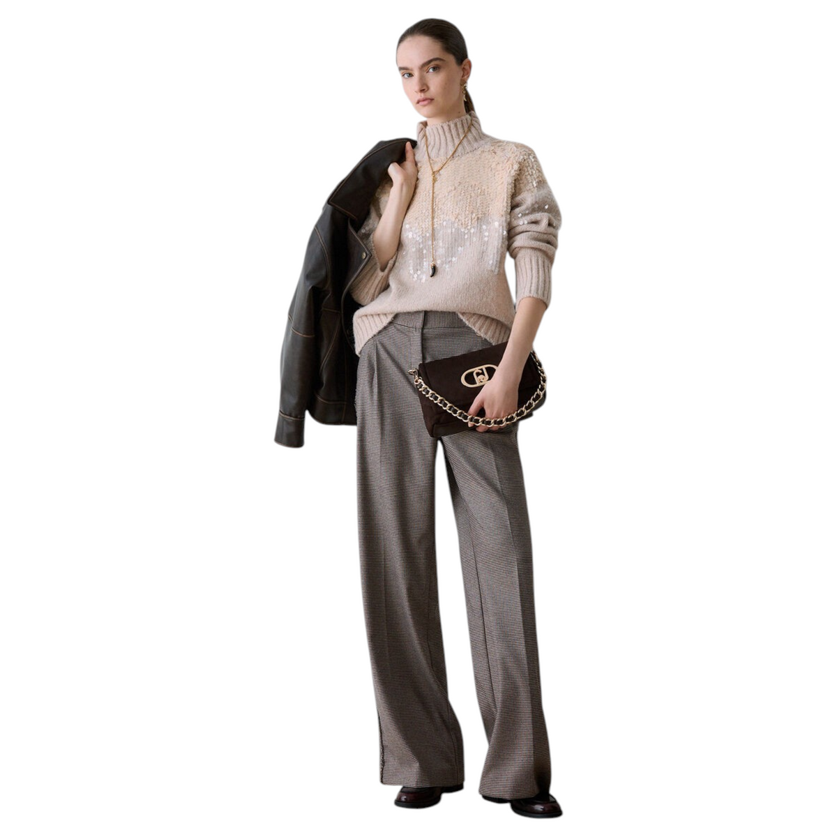 Liu Jo pantalone lungo in pied de poule