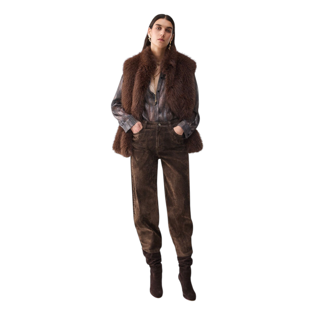 Liu Jo gilet in pelliccia sintetica con cintura