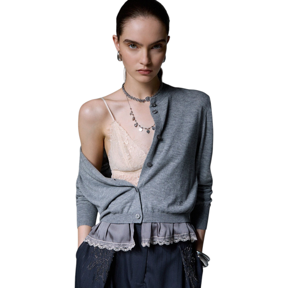 Liu Jo cardigan in lana con dettaglio lingerie