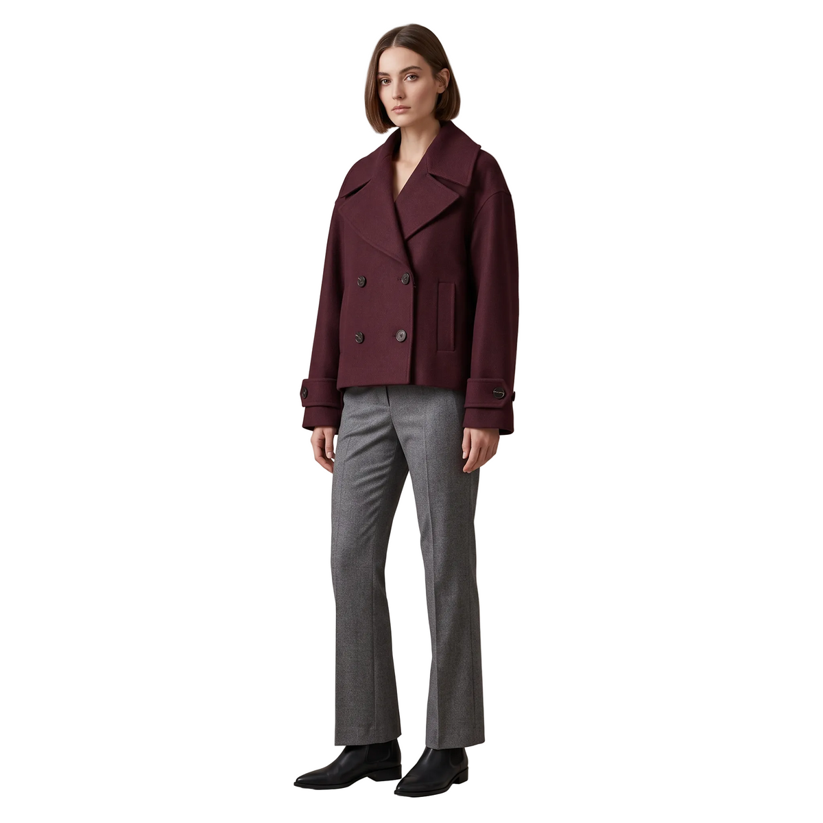 Cappotto corto doppiopetto bordeaux donna Giorgia&Johns