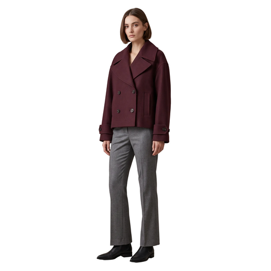 Cappotto corto doppiopetto bordeaux donna Giorgia&Johns
