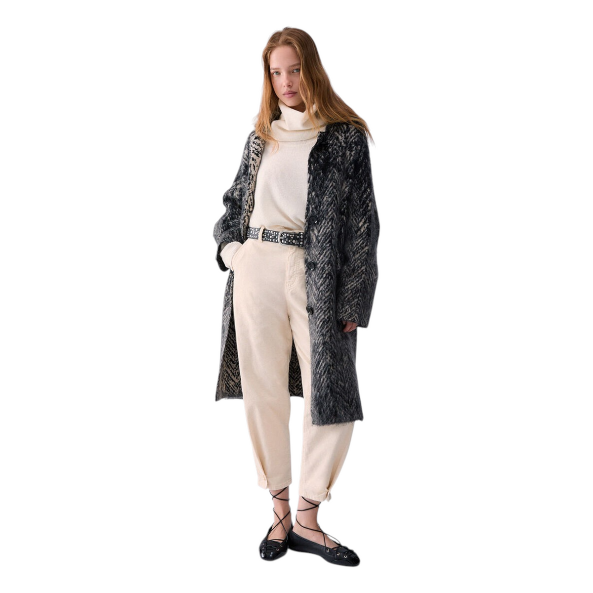 Liu Jo cappotto jacquard in maglia spazzolata