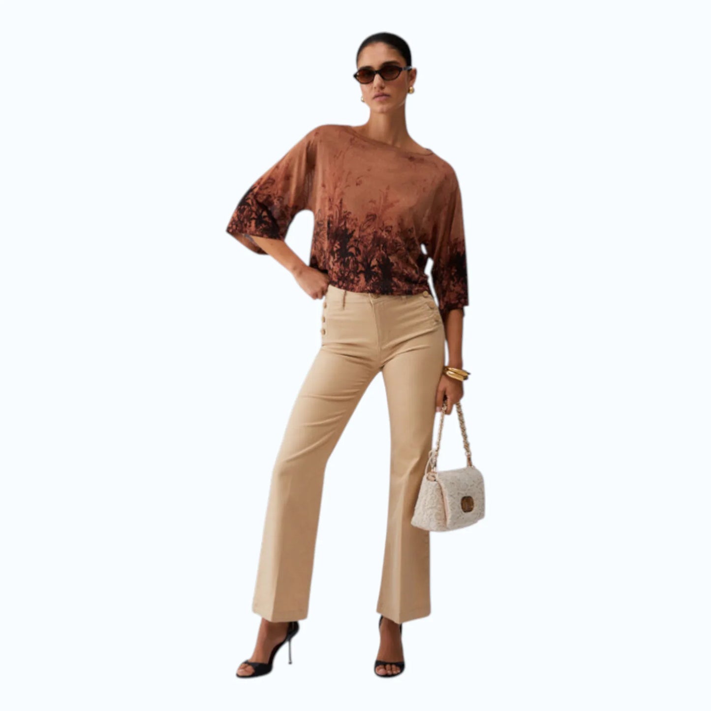 Liu Jo pantaloni flare con bottoni logati