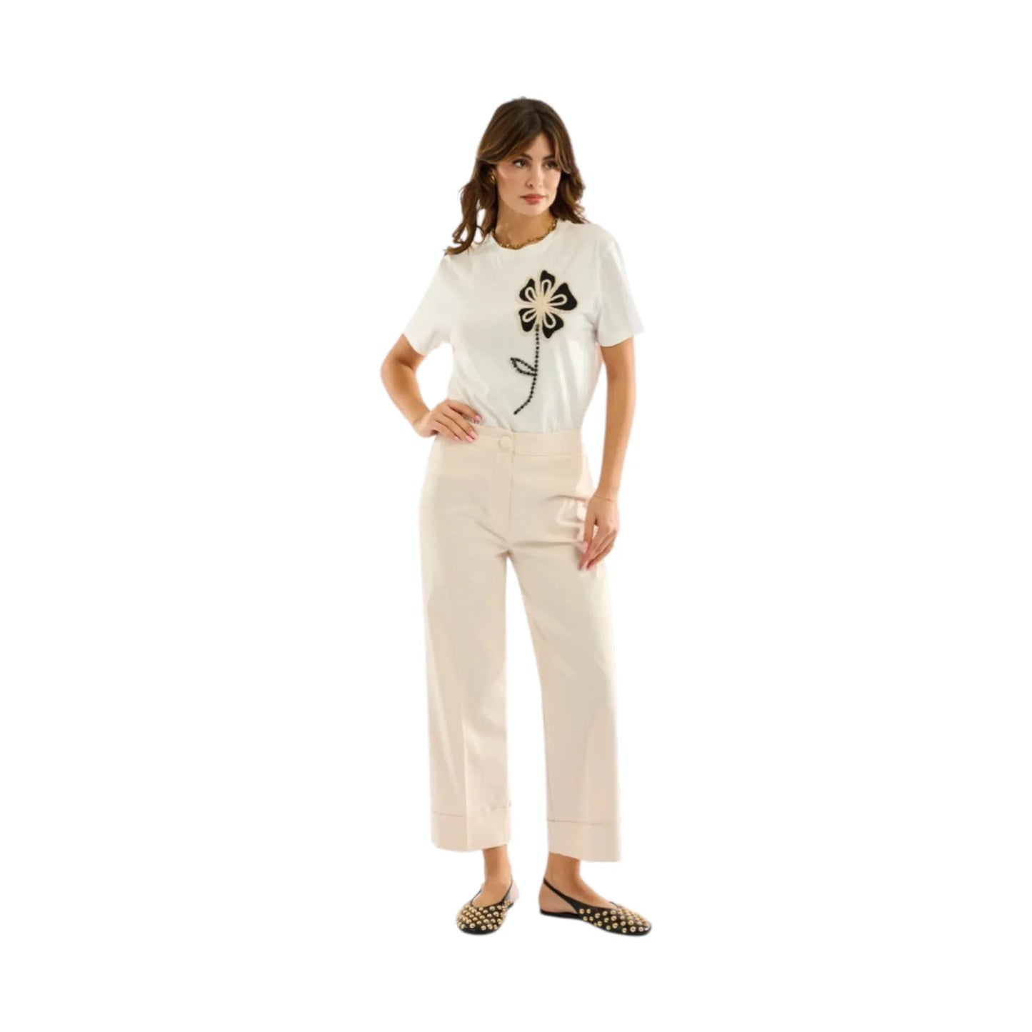 Giorgia&Johns t-shirt applicazione floreale