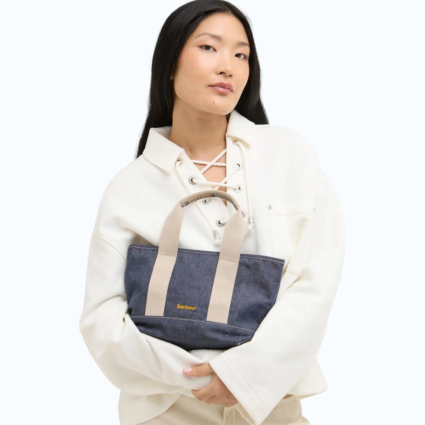 Barbour mini borsa tote in denim Mya