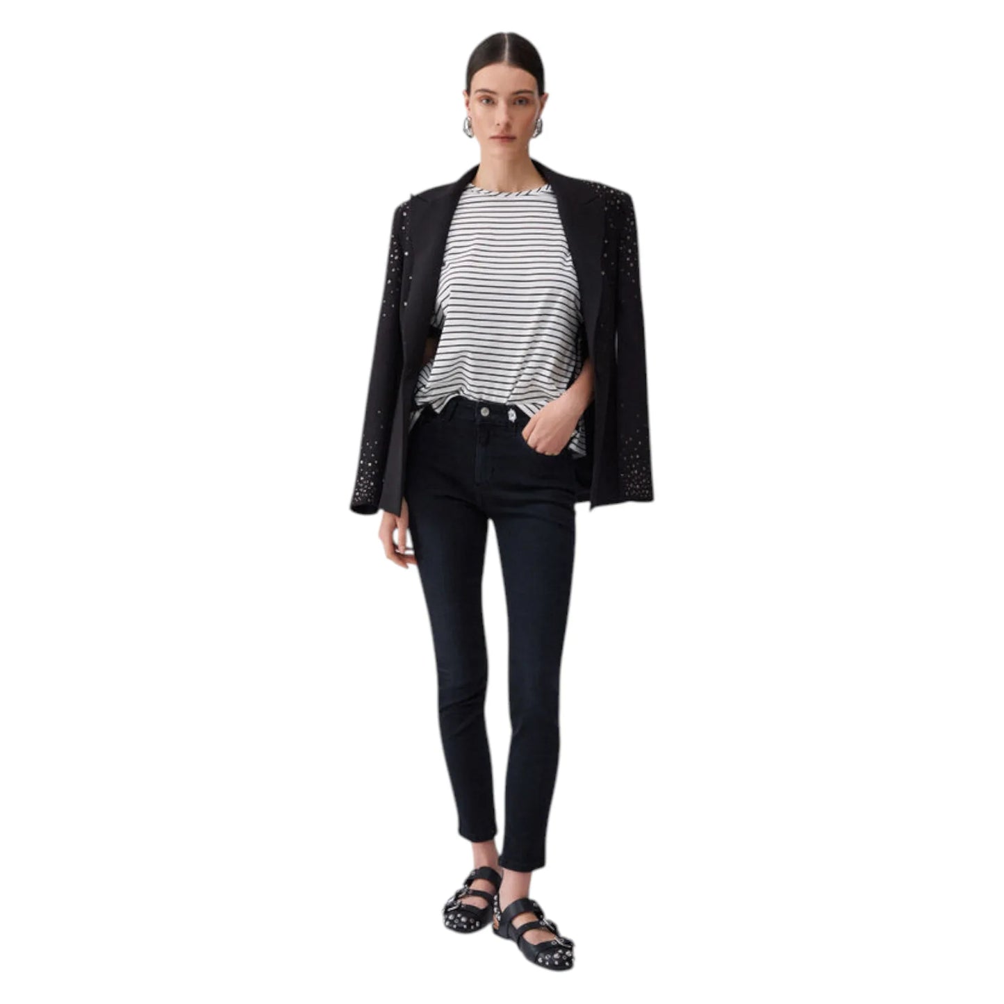 Liu Jo t-shirt a righe con bottoni gioiello