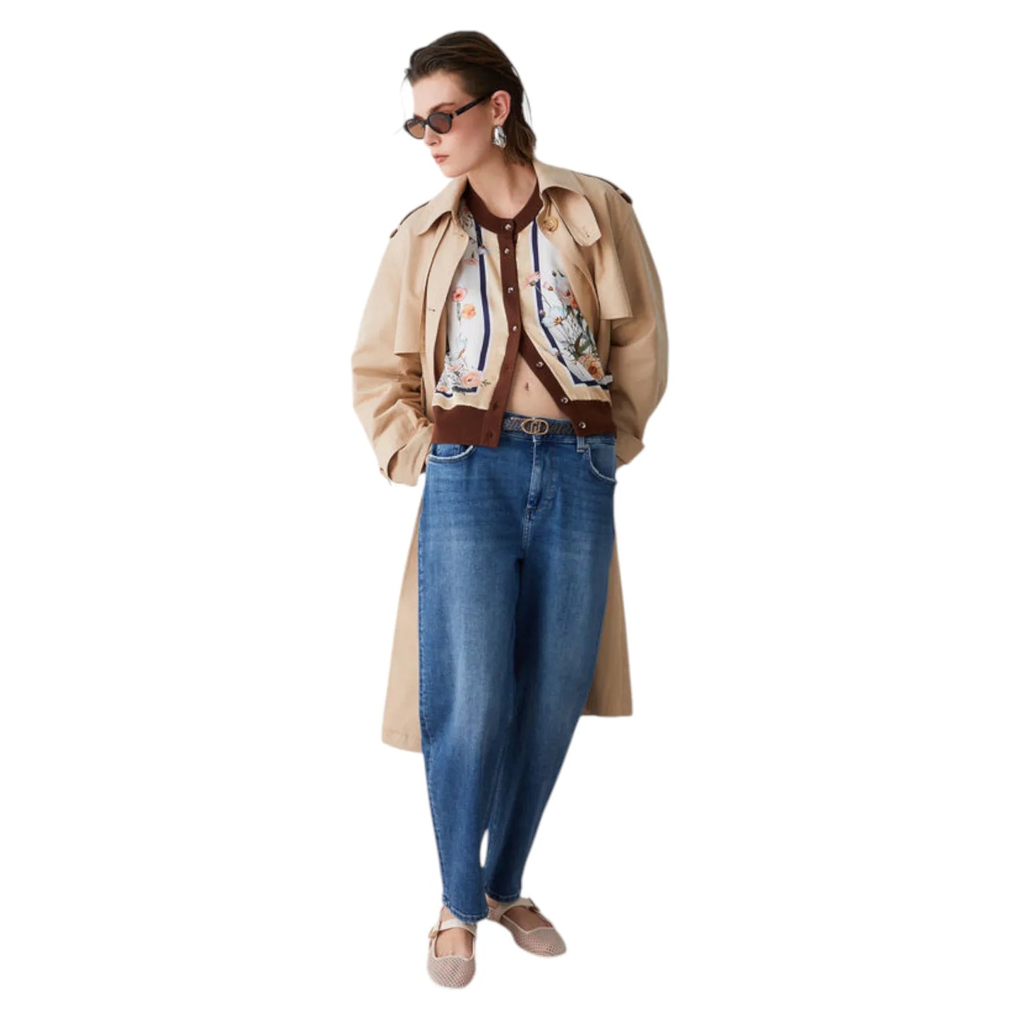 Liu jo cardigan con inserto in twill stampato