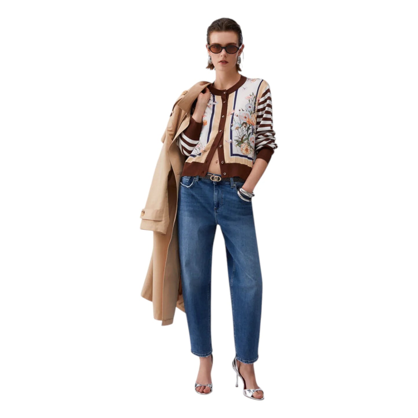 Liu jo cardigan con inserto in twill stampato