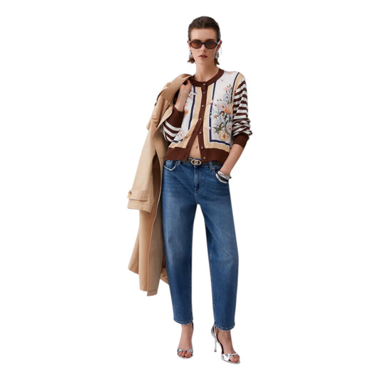Liu jo cardigan con inserto in twill stampato