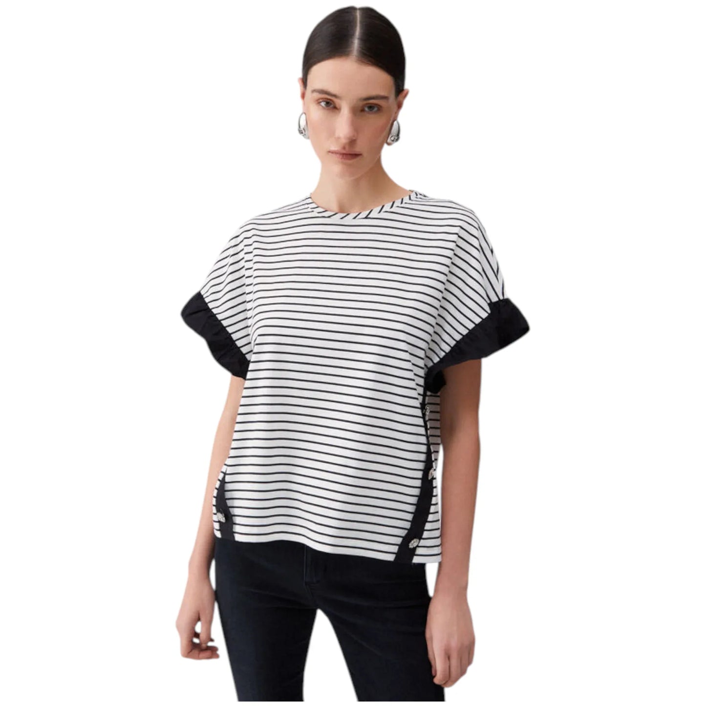 Liu Jo t-shirt a righe con bottoni gioiello