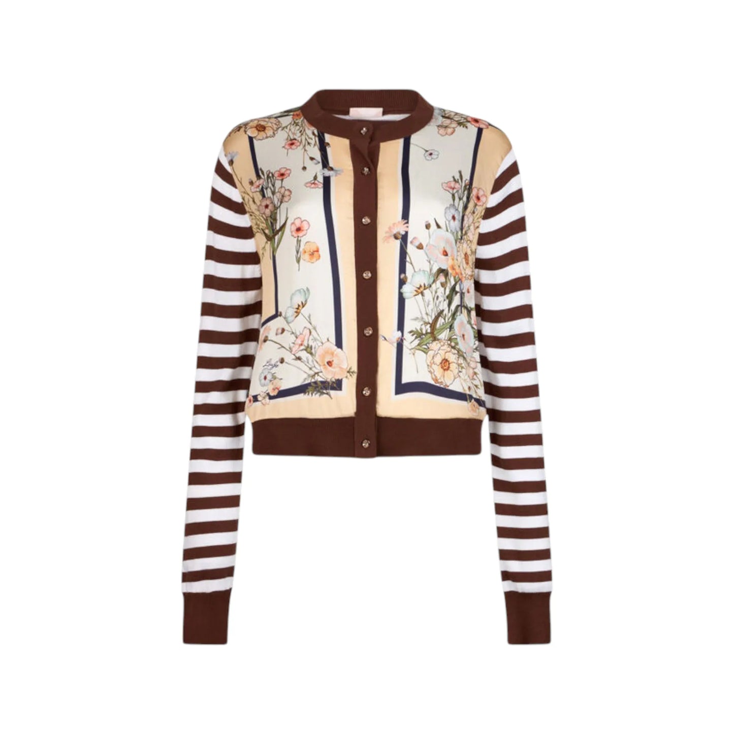 Liu jo cardigan con inserto in twill stampato