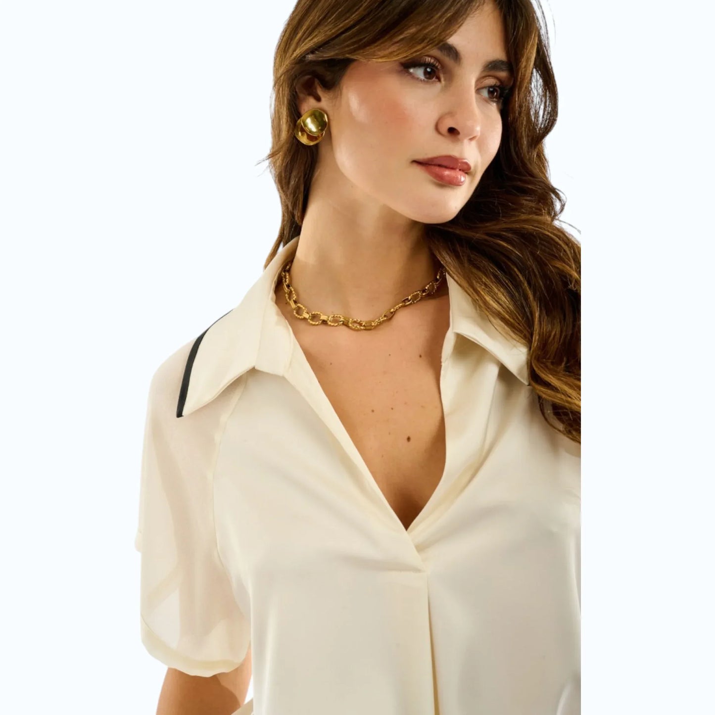 Giorgia&Johns blusa bimaterica dettaglio bordo