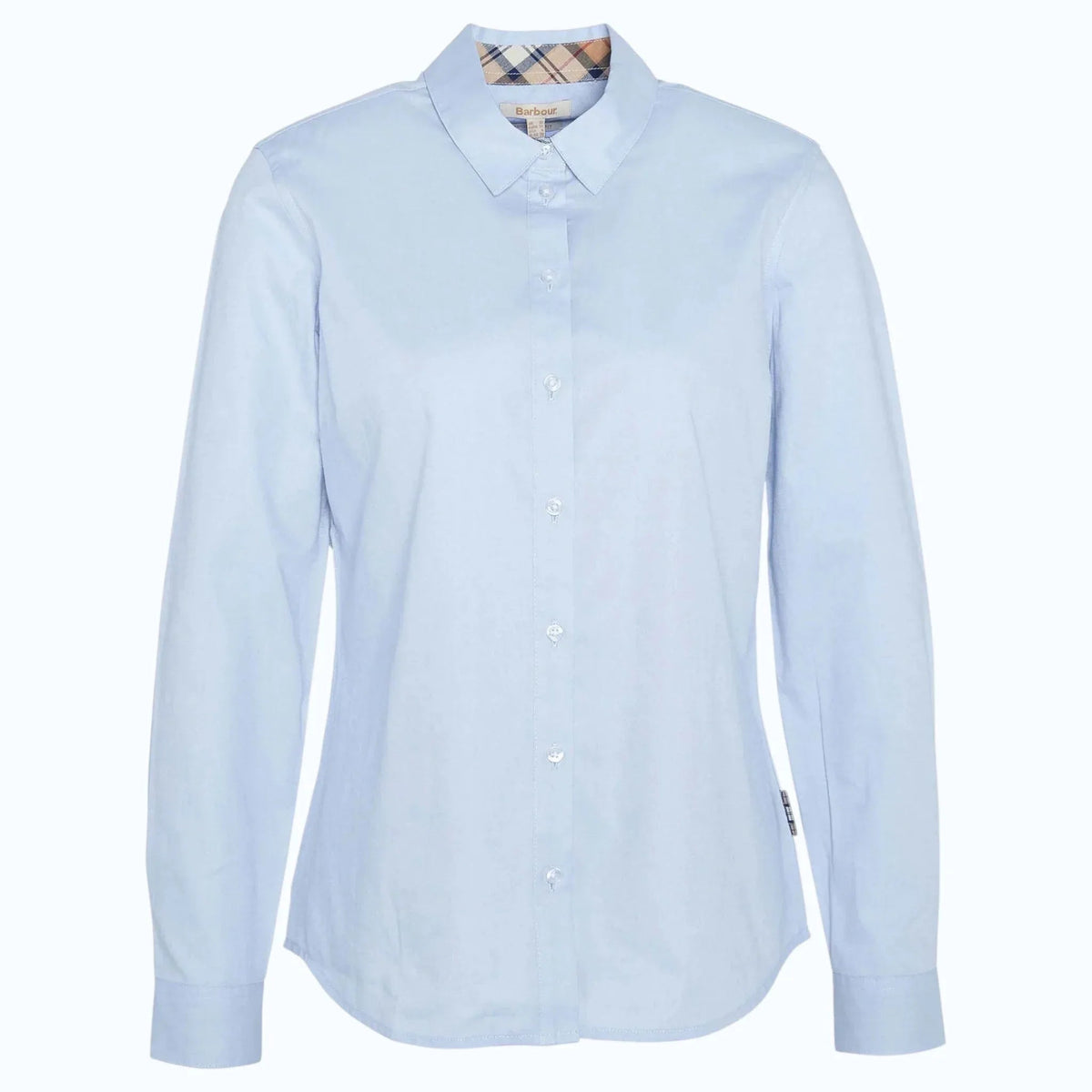 Camicia Barbour Derwent in cotone oxford azzurro con dettagli tartan interno colletto e polsini