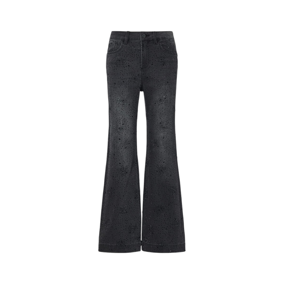 Jeans Liu Jo a gamba dritta in denim stretch nero con strass applicati e lavaggio stonewash
